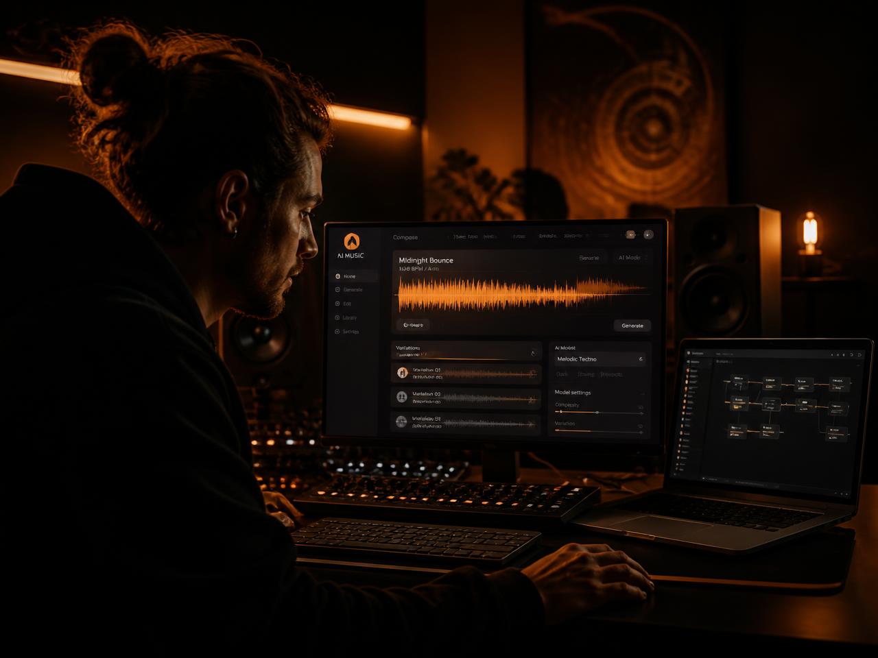 Produzent arbeitet im Vogue AI Studio
